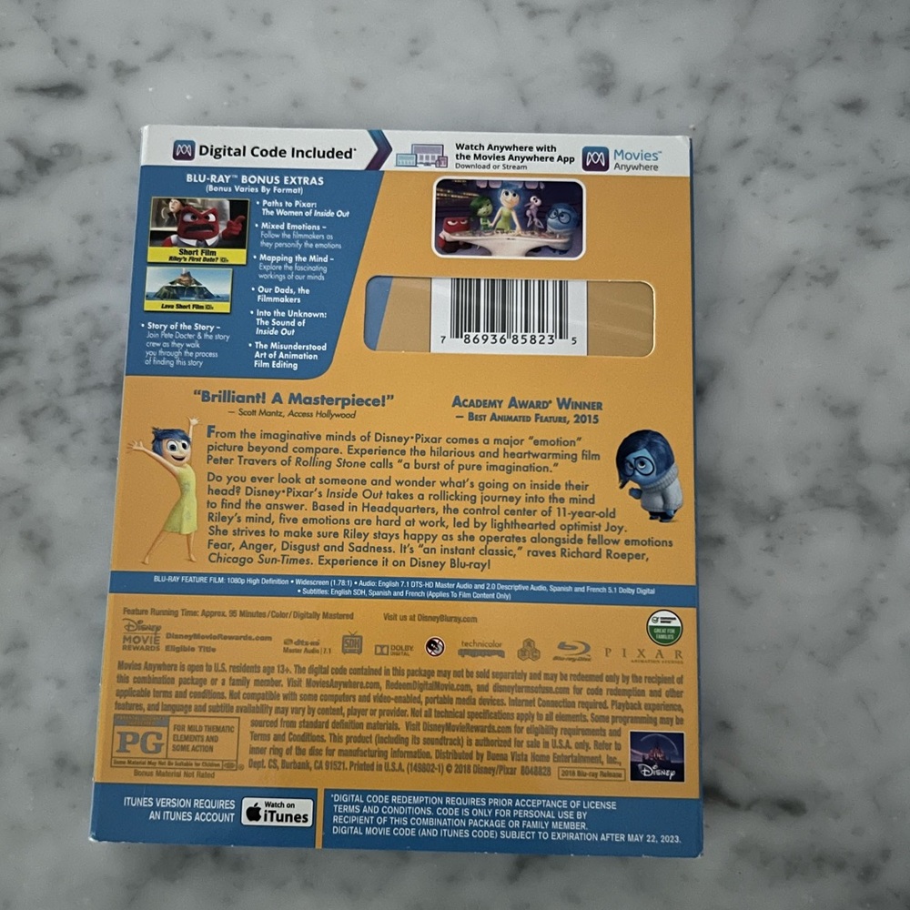 NWT Inside Out Blu-Ray - Picture 2 of 4
